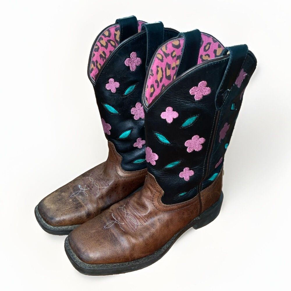 Smoky Mountain Girls Dogwood Western Cowboy Boots Size 3.5 R Floral Square Toe